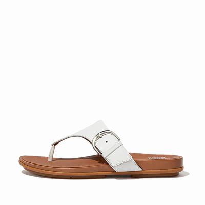 Fitflop Gracie Buckle Leather Toe-Post - Sandalen Damen - Weiß (XWQ981540)